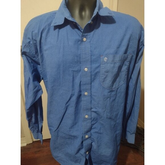 Rafter C Mens Button Down Shirt Blue All Over Print Golf Shirt Long Sleeve XL - Picture 1 of 14